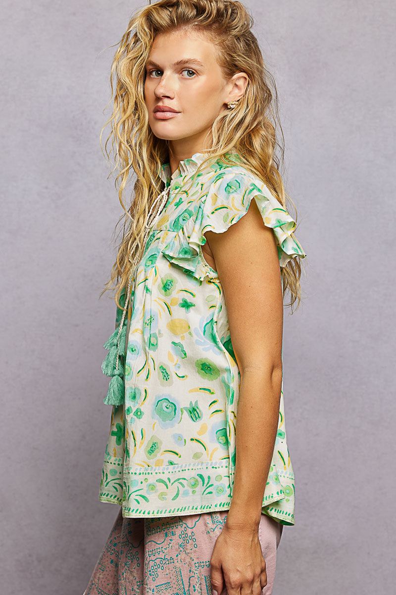 POL SMQ E28 Floral Soft Drape Blouse