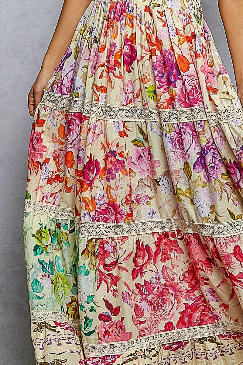 POL SMQH20 Cream Multi-colored Dress
