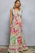 POL SMQH20 Cream Multi-colored Dress