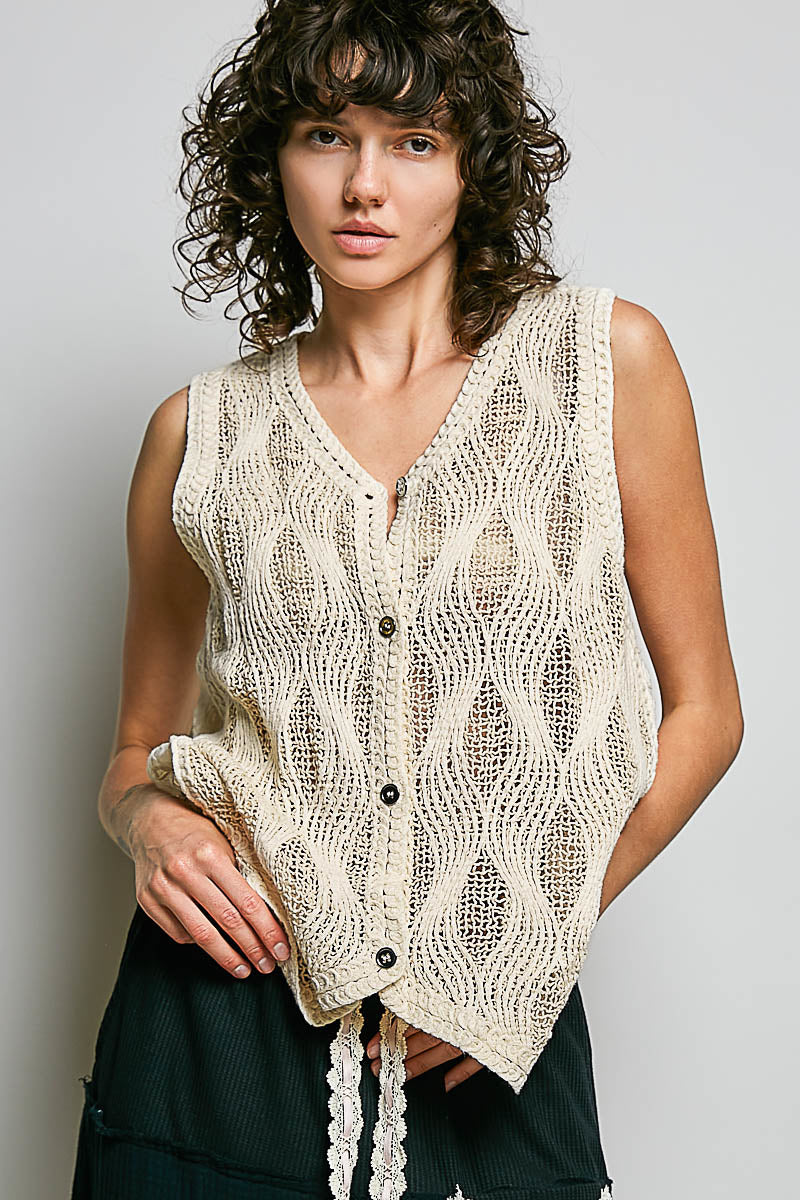 POL SMC213 Natural V-Neck Vest Tank