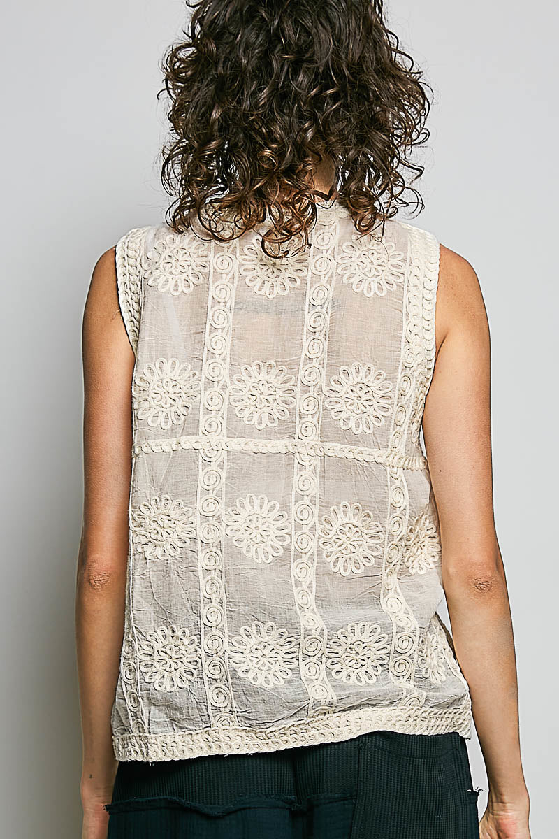 POL SMC213 Natural V-Neck Vest Tank