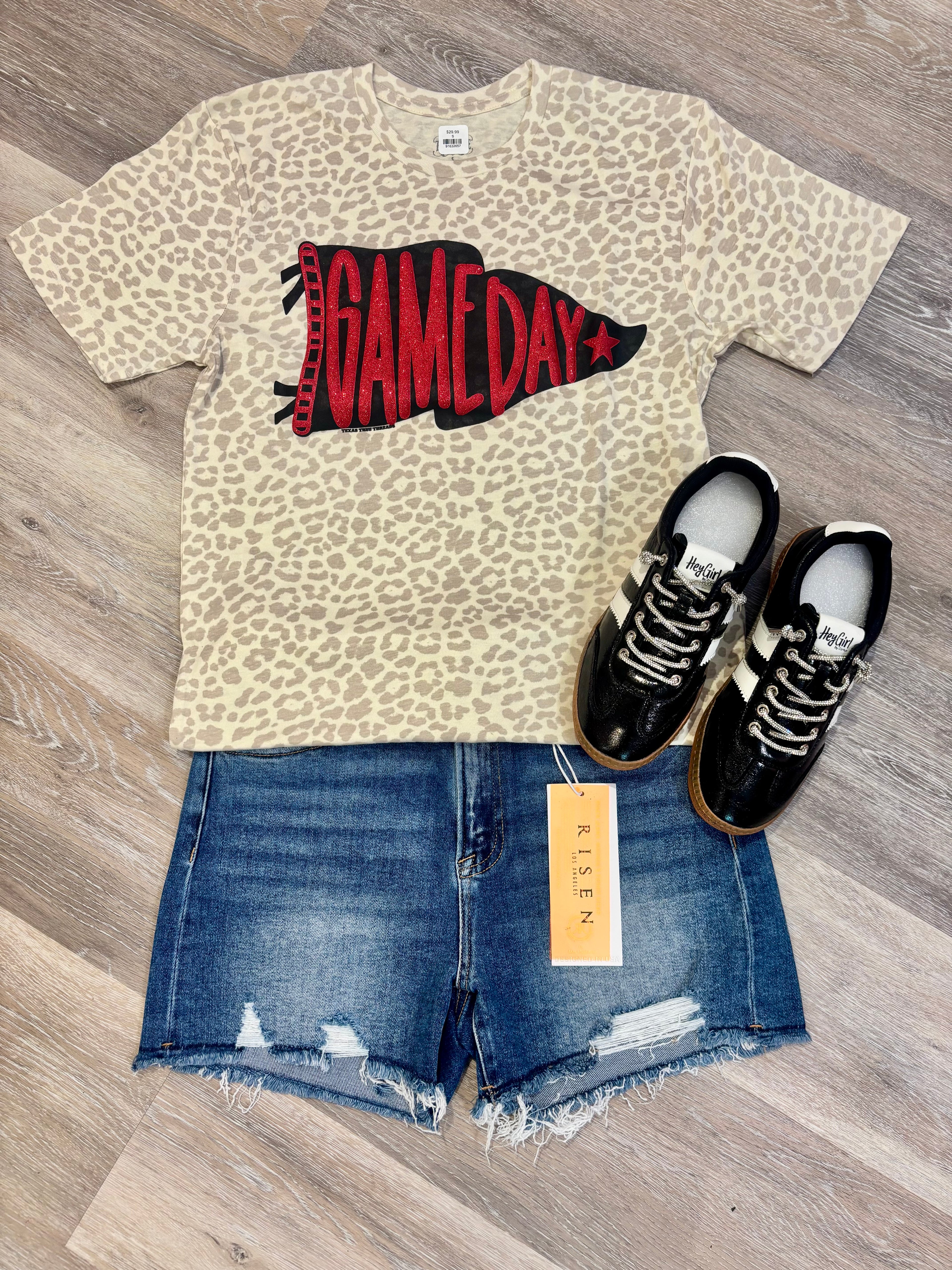 GAME DAY w/ Glitter on Leopard Tee TTT