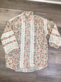 POL UWT400A Natural Floral Long Sleeve Blouse