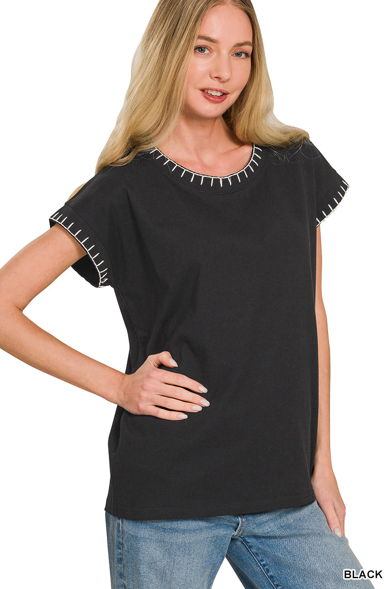 Zenana Stitch Detailed Oversize Top CT-3574Y