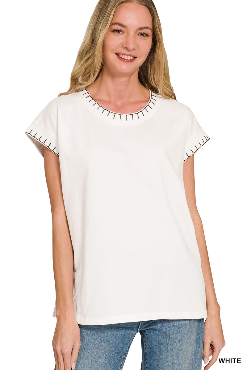 Zenana Stitch Detailed Oversize Top CT-3574Y