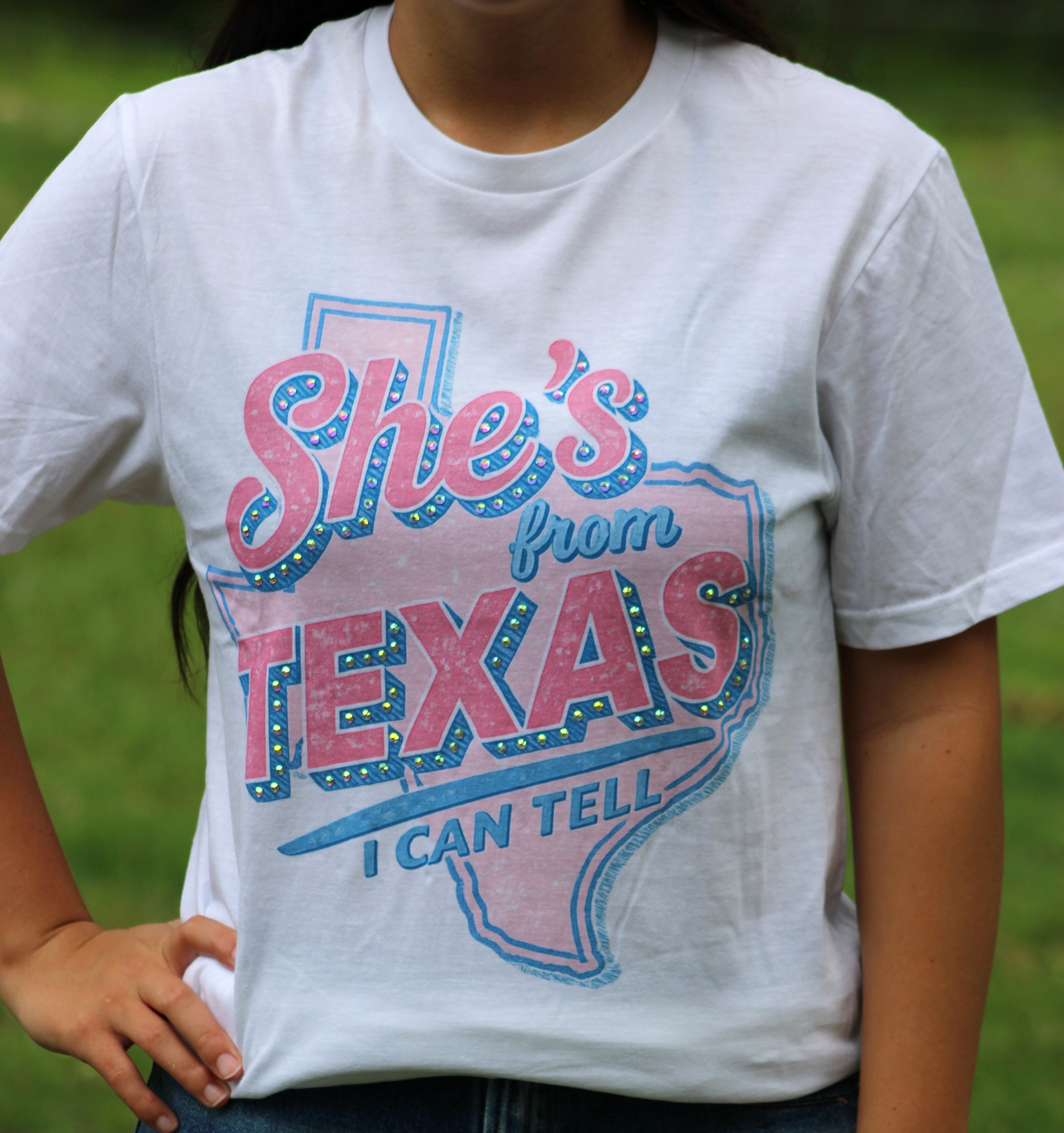 J. Coons She's From Texas Pink with Rhinestones