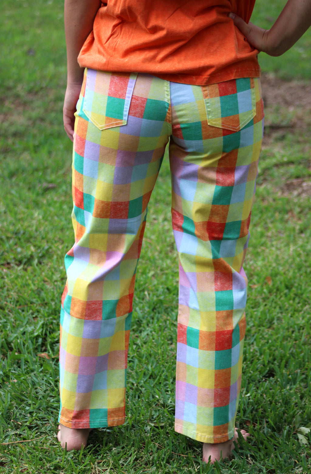 Poppy & Pine Plaid Barrel Pants 1006