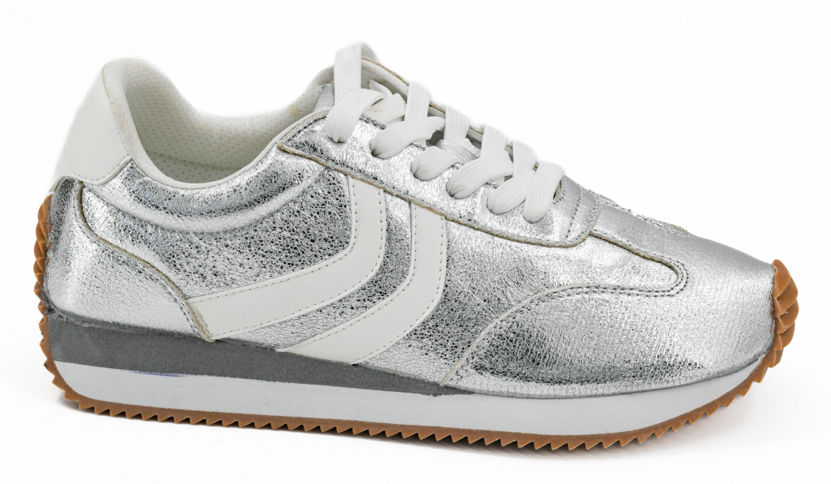 CORKYS | Kickoff Sneakers - Silver Crinkle Metallic