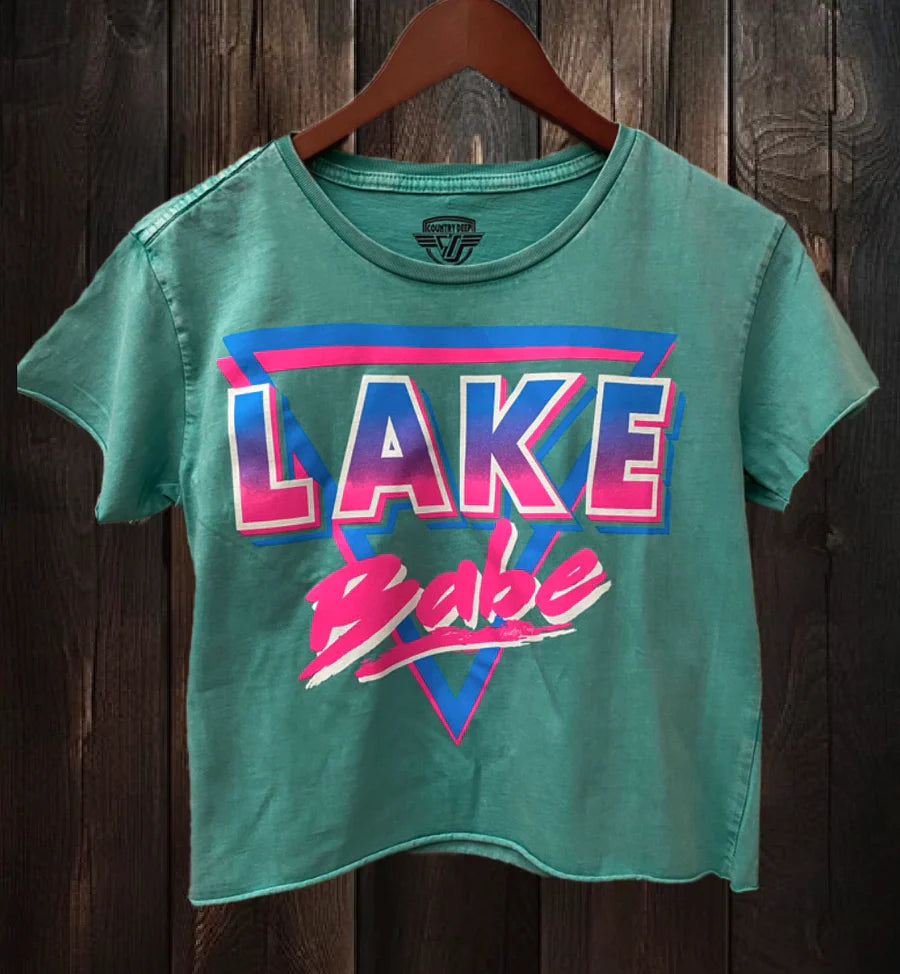 Lake Babe Cropped Acid Wash T-shirt