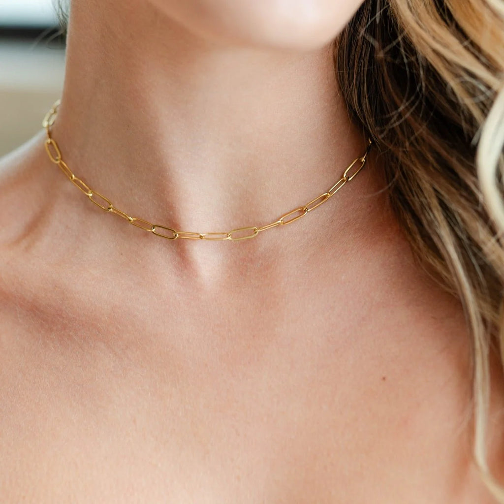 Splendid Iris Chic Paperclip Collar Necklace, Water Resistant, N2401