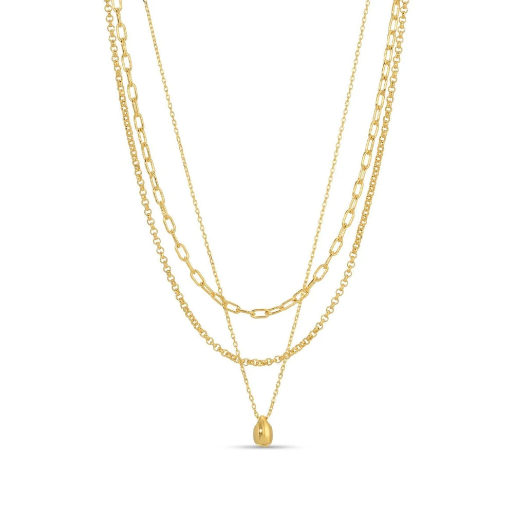 Splendid Iris Delicate Layered Necklace with Petite Teardrop – Elegant & Minimal, N5563