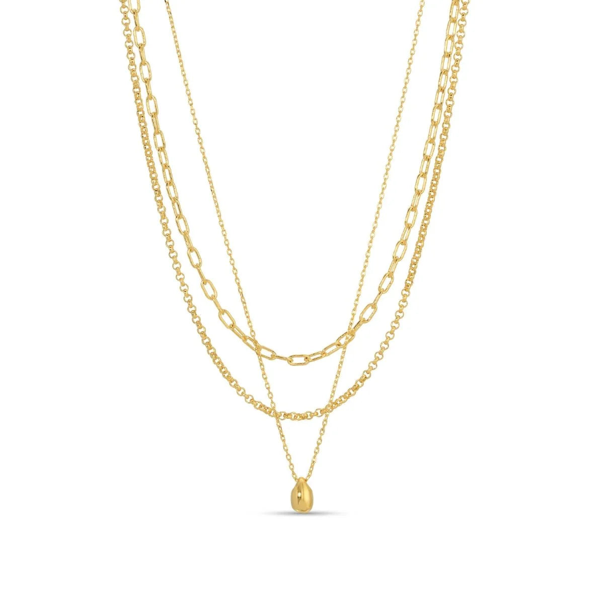 Splendid Iris Delicate Layered Necklace with Petite Teardrop – Elegant & Minimal, N5563