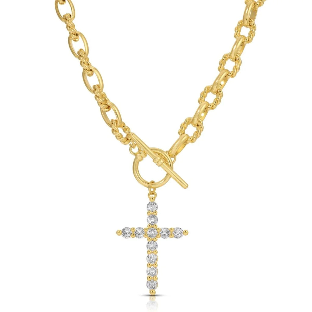 Splendid Iris Large Cross Toggle Necklace, N8268
