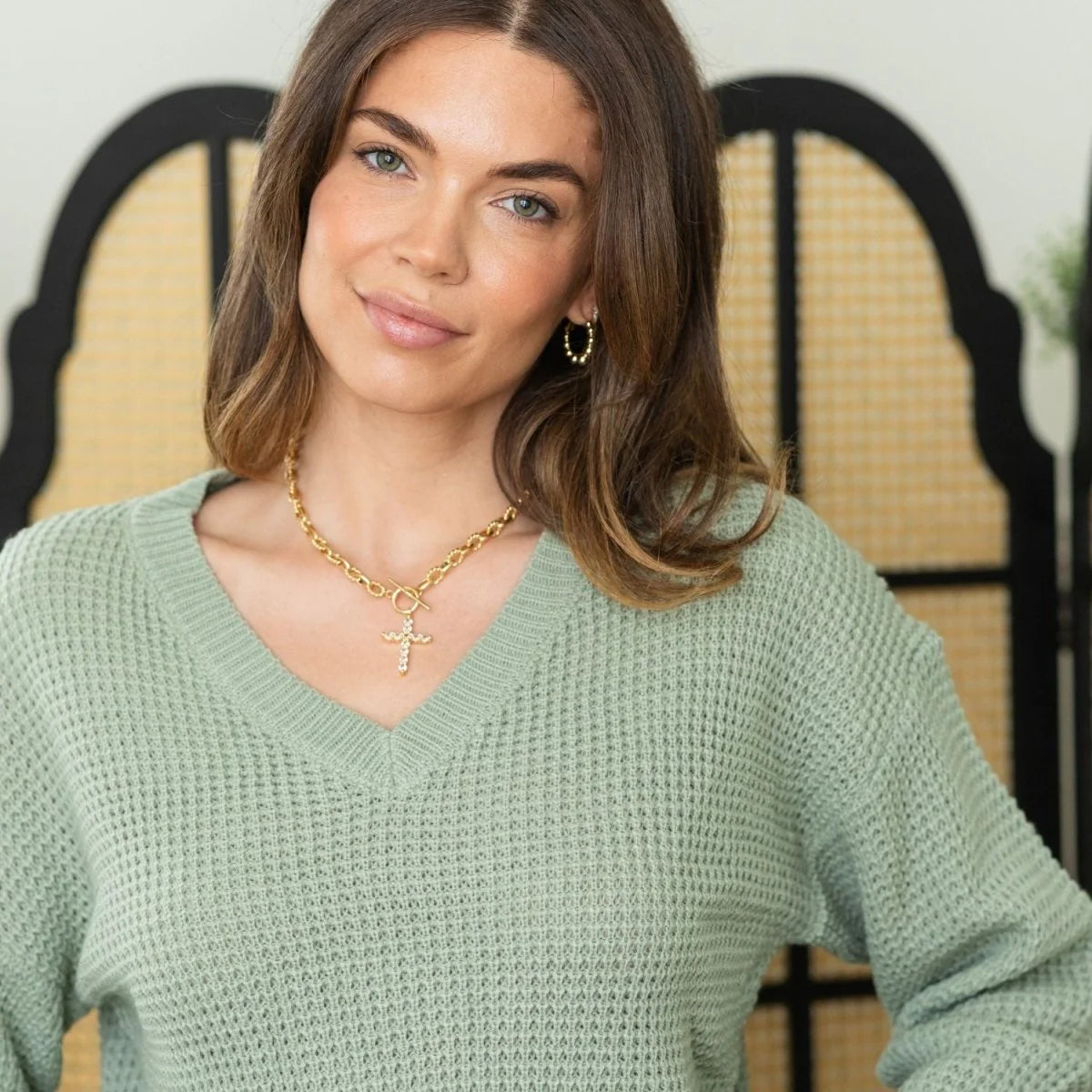 Splendid Iris Large Cross Toggle Necklace, N8268