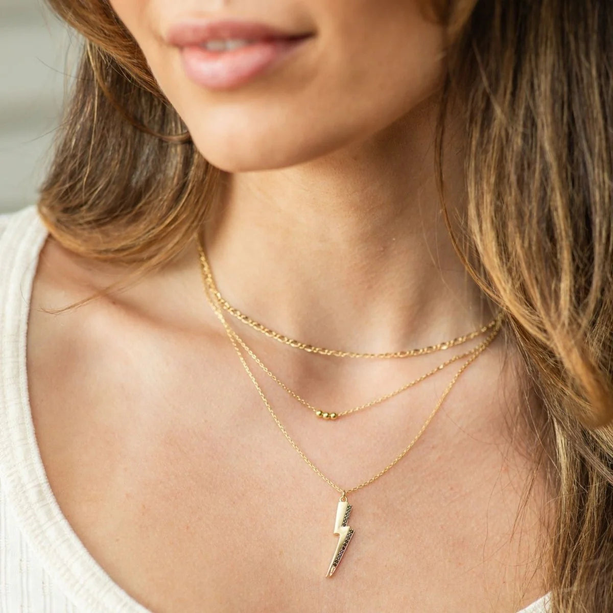 Splendid Iris Layered Lightning Strike Necklace, N8287