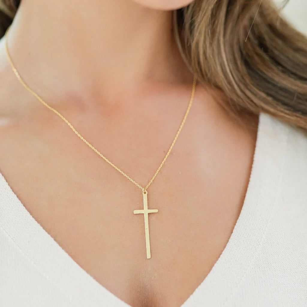 Splendid Iris Gilded Slim Cross Pendant Necklace, N8328