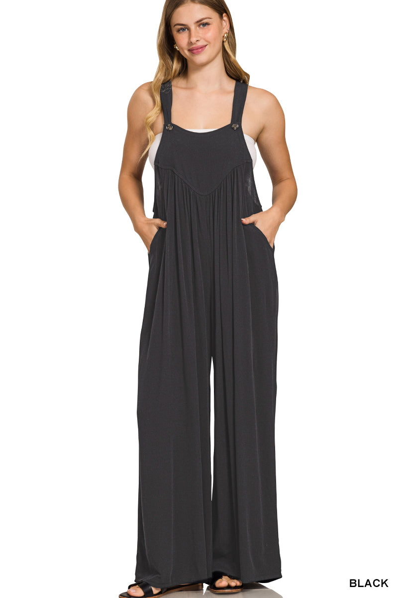 Zenana Black Overalls QP-7326Y