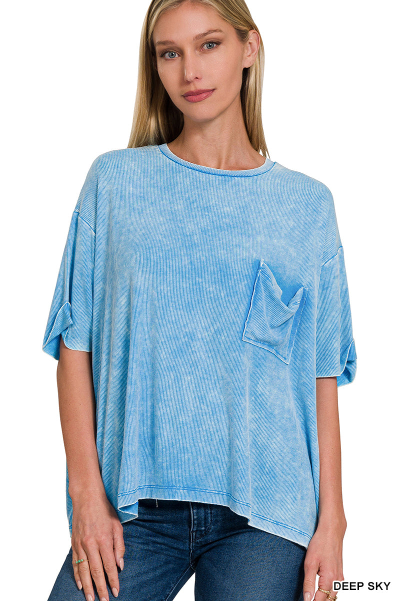Zenana Cuffed Short Sleeve Top RTW-8494A