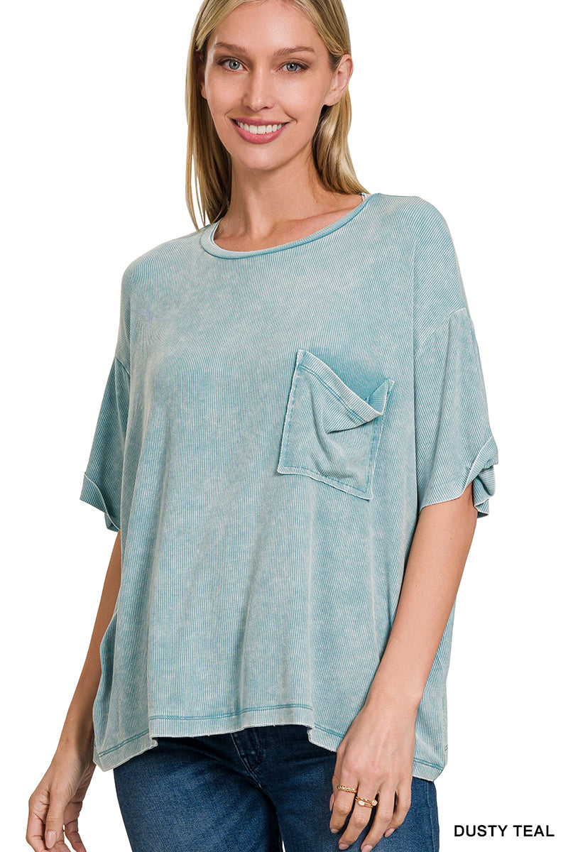 Zenana Cuffed Short Sleeve Top RTW-8494A