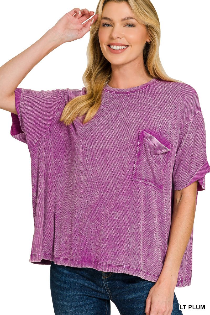 Zenana Cuffed Short Sleeve Top RTW-8494A