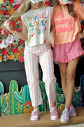 Pink Stripe Barrel Pants Poppy & Pine
