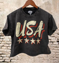 USA vintage Relaxed Cropped Acid wash T-shirt