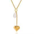 Lariat Bubble Heart Pearl chain