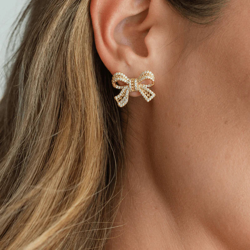 Splendid Iris Large Pavé Bow Stud Earrings, E7848