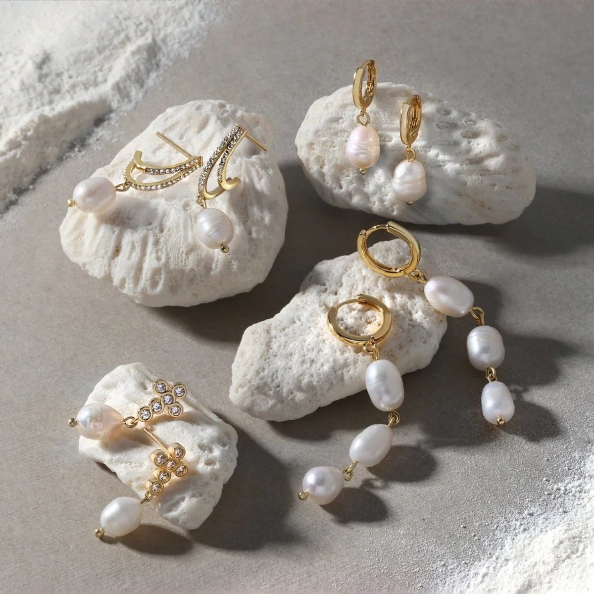 Splendid Iris Triple Pearl Huggies, E7767