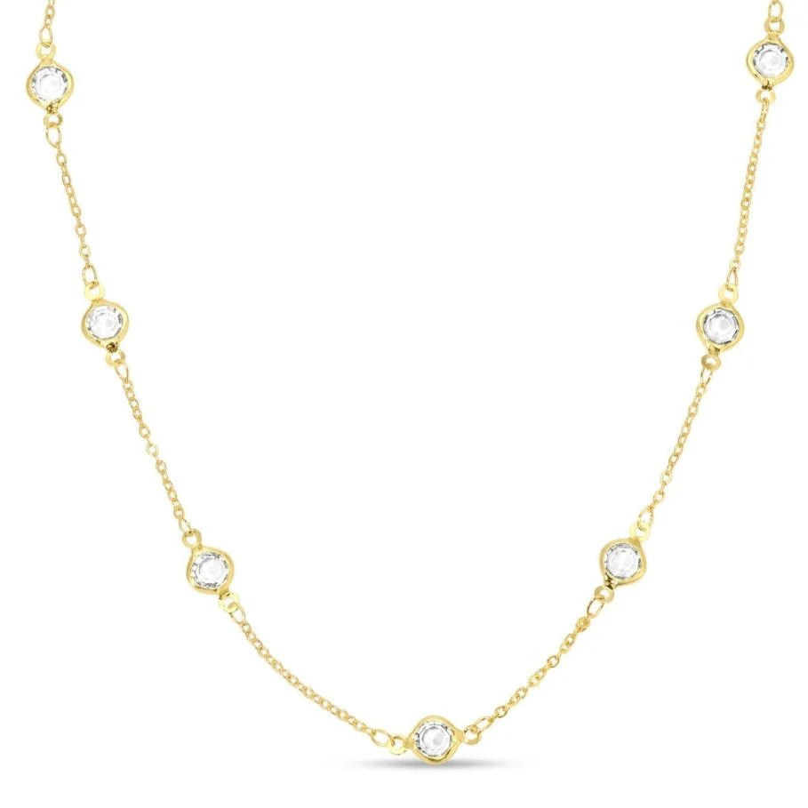 Splendid Iris Crystal Accented Collar Necklace, N7388